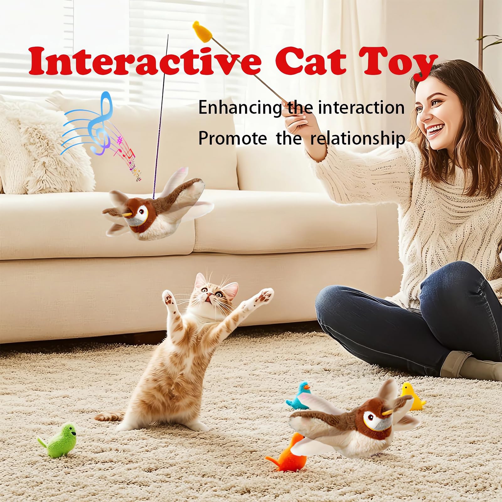 blueypet floating hanging cat toy in air provides exercise opportunities for indoor cats.