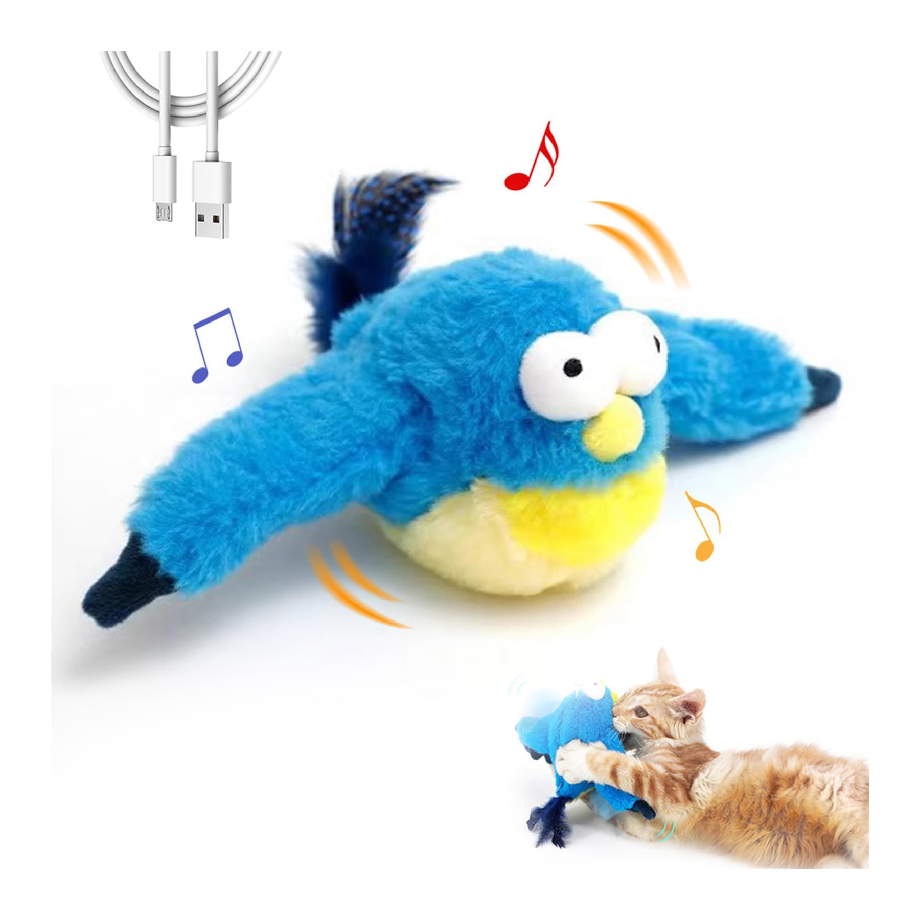 Blueypet interactive chirping bird cat toy with wings flap promotes active play and hunting instincts