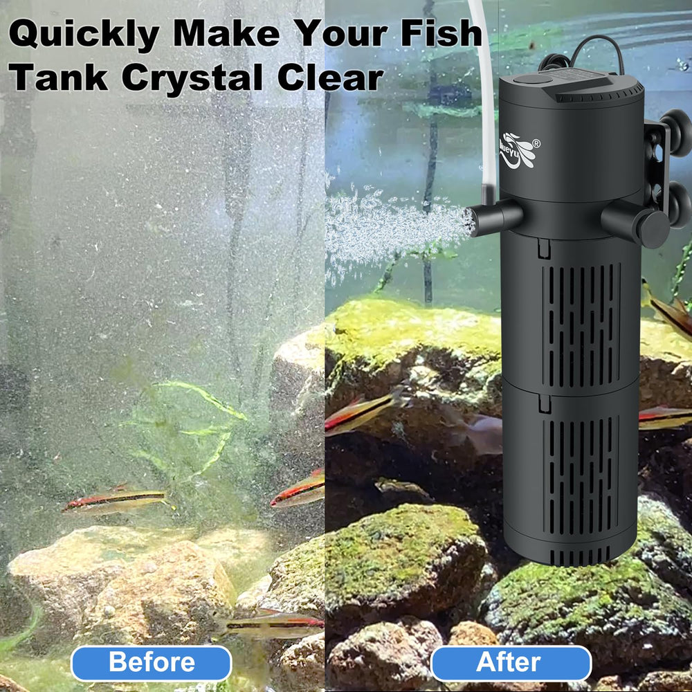 BlueYu Aquarium Filter dual-layer filtration shows debris removal and water clarity.