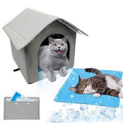 BluGun indoor cat house folded flat for travel and storage.