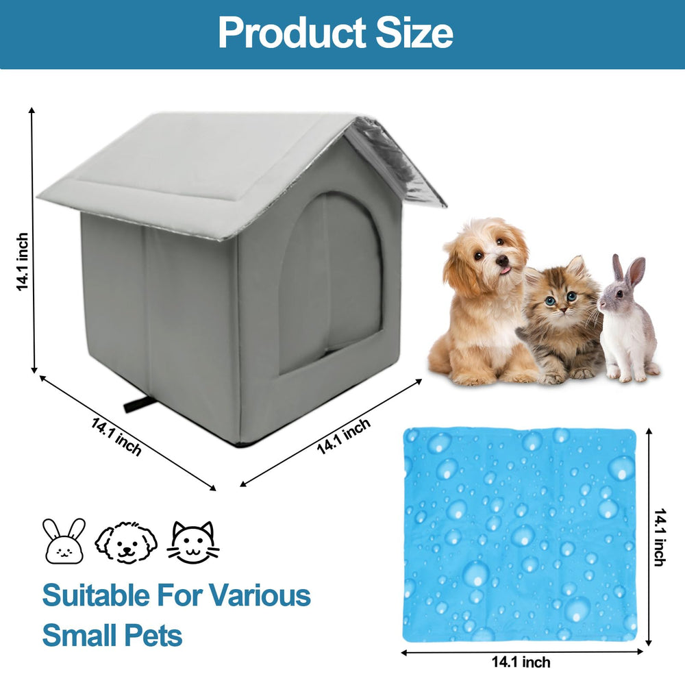 BluGun cat house interior with aluminum foil lining for odor-free cooling.