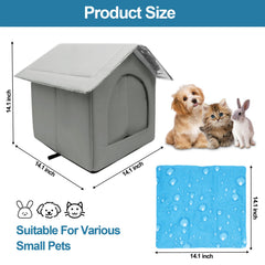 BluGun cat house interior with aluminum foil lining for odor-free cooling.