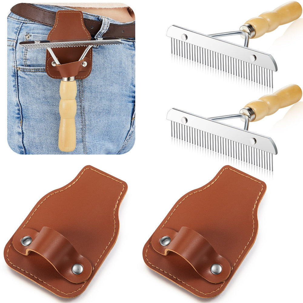 Blulu leather show comb holder 2-pack—durable PU leather.