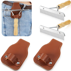 Blulu leather show comb holder 2-pack—durable PU leather.
