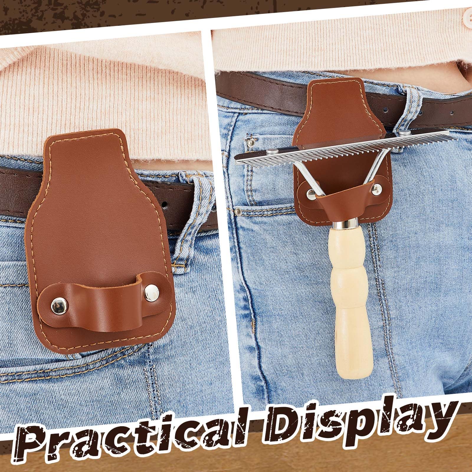 Blulu PU leather comb holder provides stable tool storage.