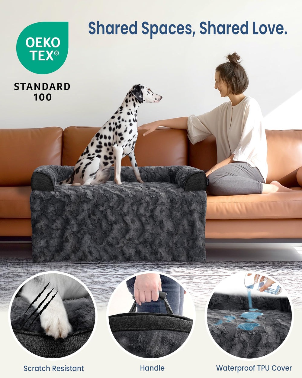 blunique calming dog bed front view showing memory foam support for joint comfort