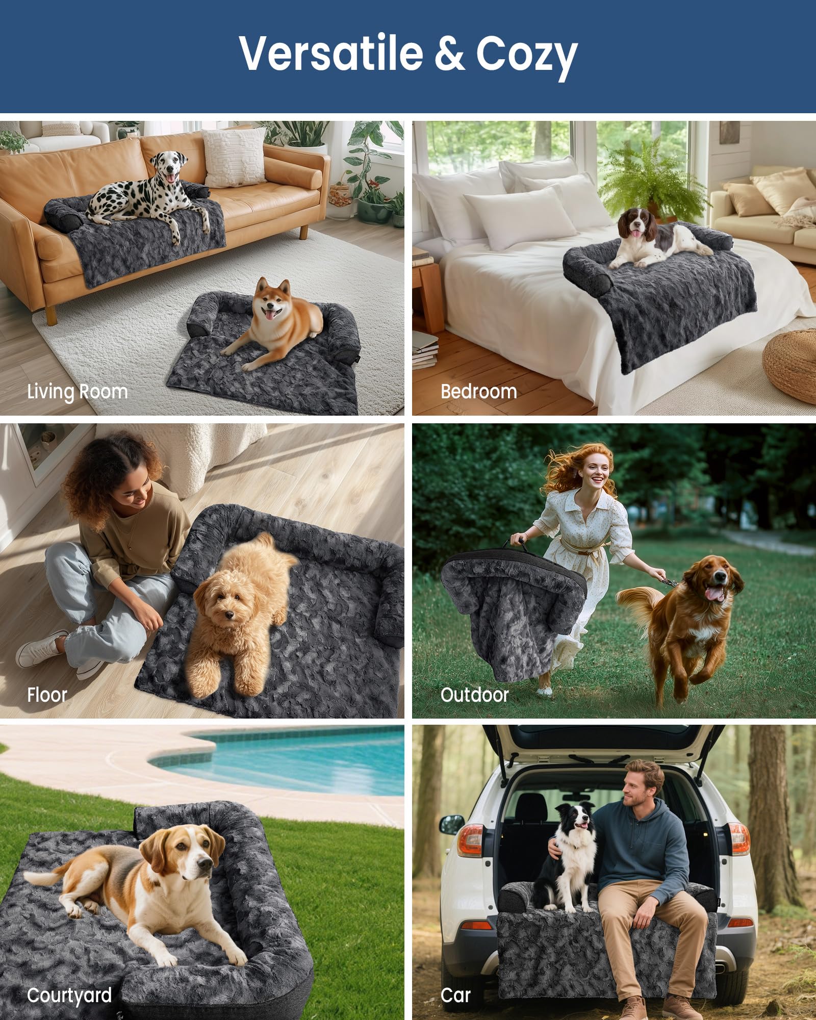 blunique calming dog bed memory foam close-up demonstrating pressure-relief comfort