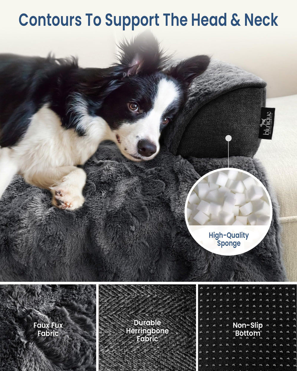 blunique calming dog bed portable handle view for travel and easy relocation