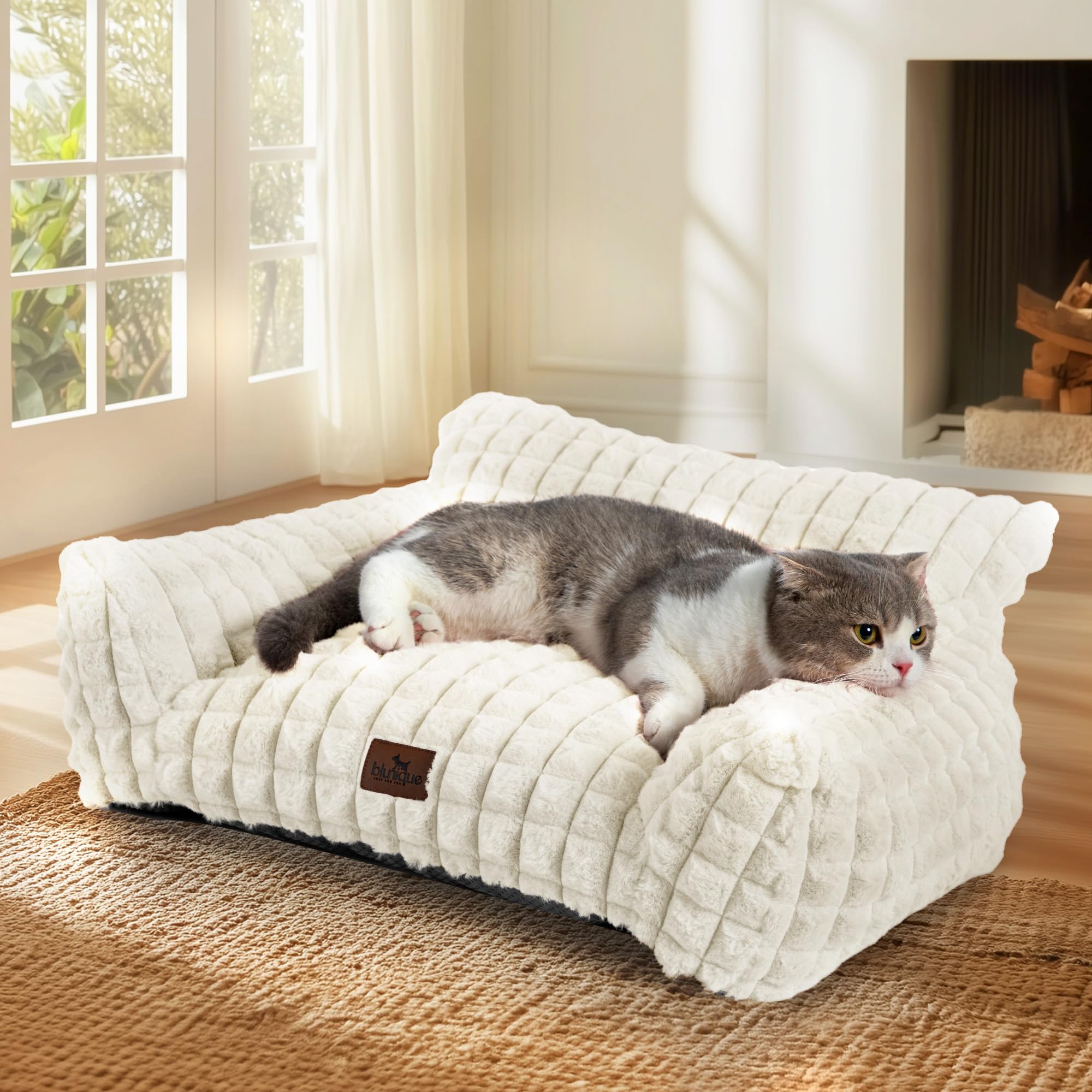blunique cat bed removable washable cover keeps lounging spot clean.