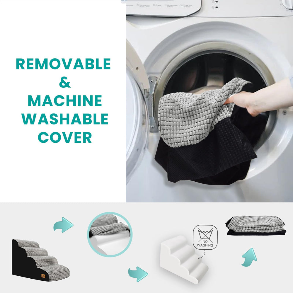blunique dog stairs machine-washable cover simplifies cleaning and maintenance.