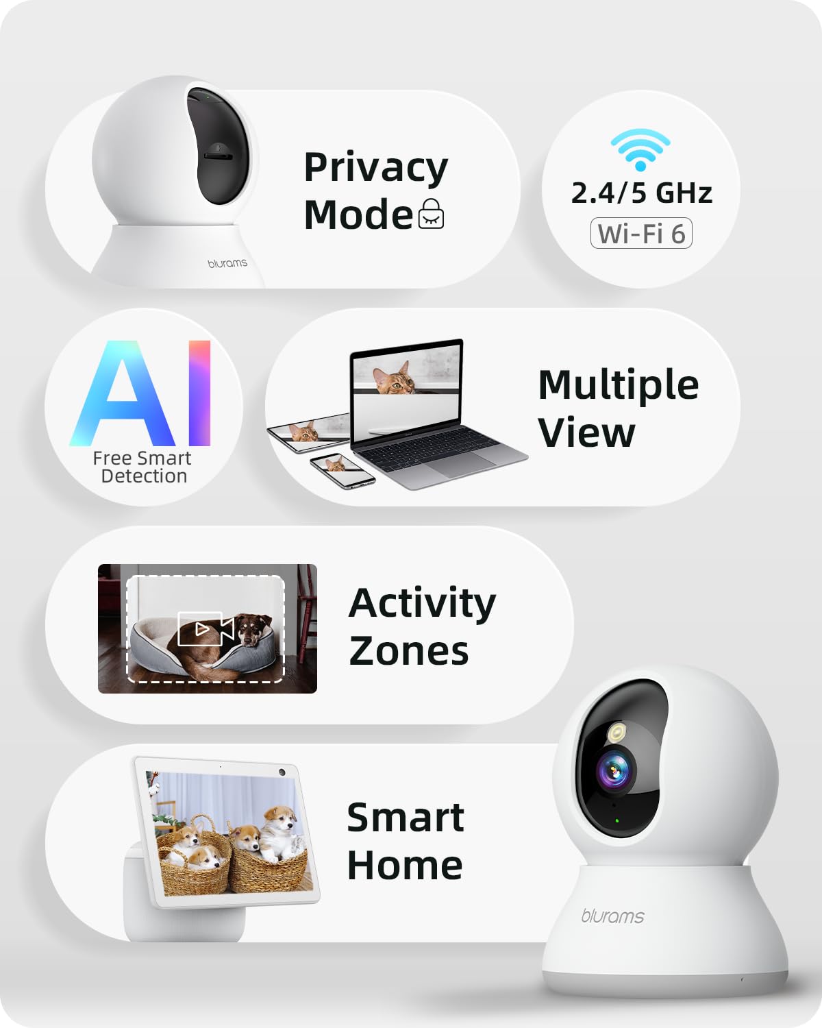 Blurams Pet Camera 2K Multi-View supports watching four cameras at once.