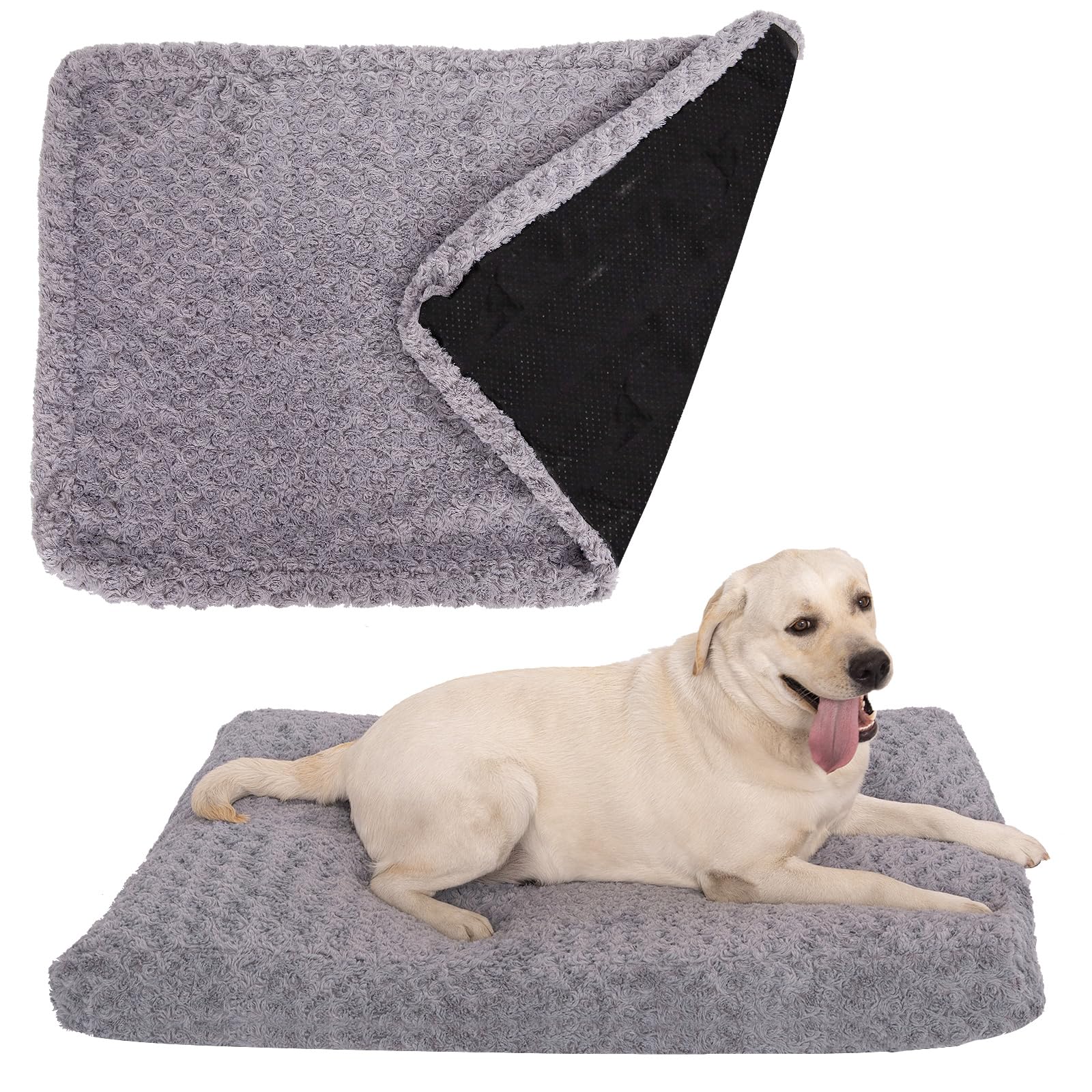 BLVOTKRO faux fur dog bed cover in rose velvet gray delivers ultra-soft comfort for cozy naps