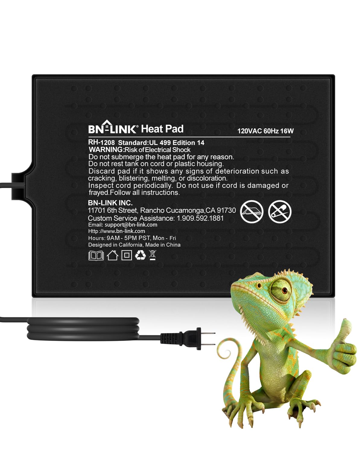 BN-LINK cama térmica Reptiles 8x12 proporciona calor estable para terrario