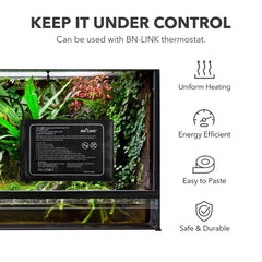 BN-LINK reptile heating pad adhesive-back demonstrates simple, secure placement