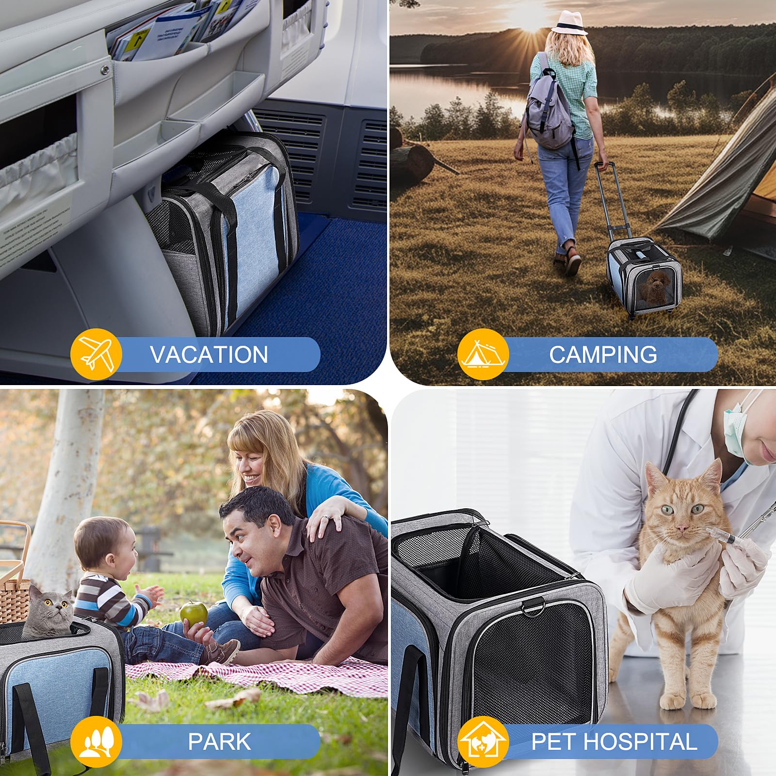 BNISE cat carrier airflow ventilation keeps pets cool during travel.