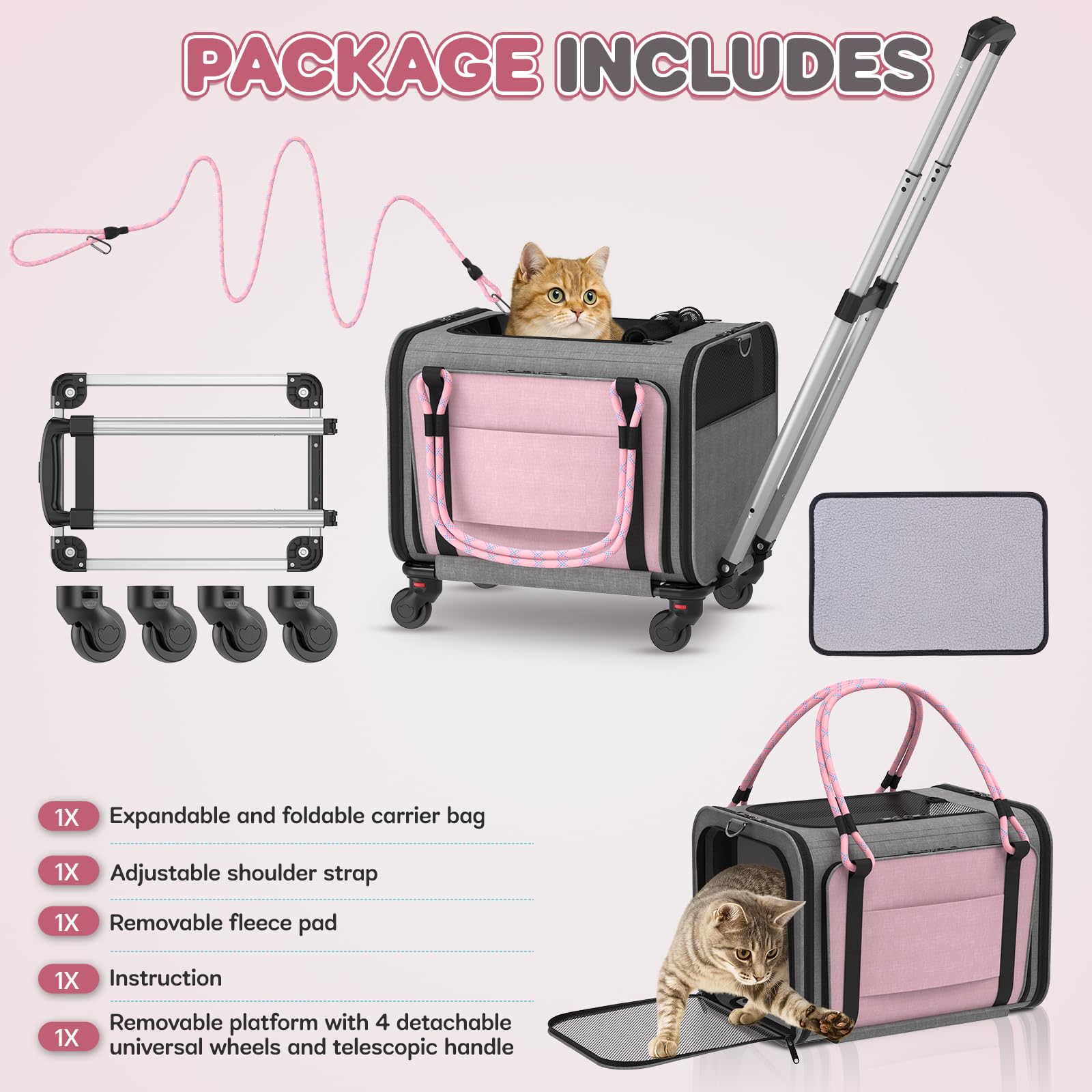 BNISE detachable shoulder strap doubles as a portable leash outdoors