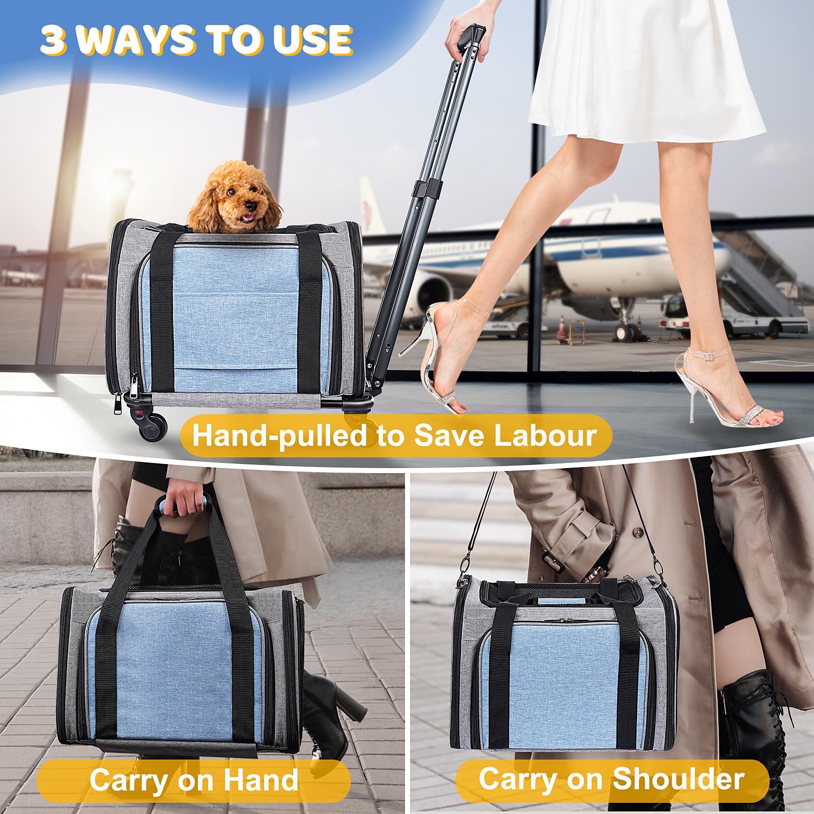 BNISE pet carrier soft interior bed highlights comfort on car trips.