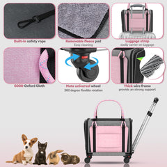 BNISE pet carrier with telescoping handle glides smoothly through airports