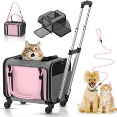 BNISE pet carrier wheels under-seat shows easy in-cabin maneuverability