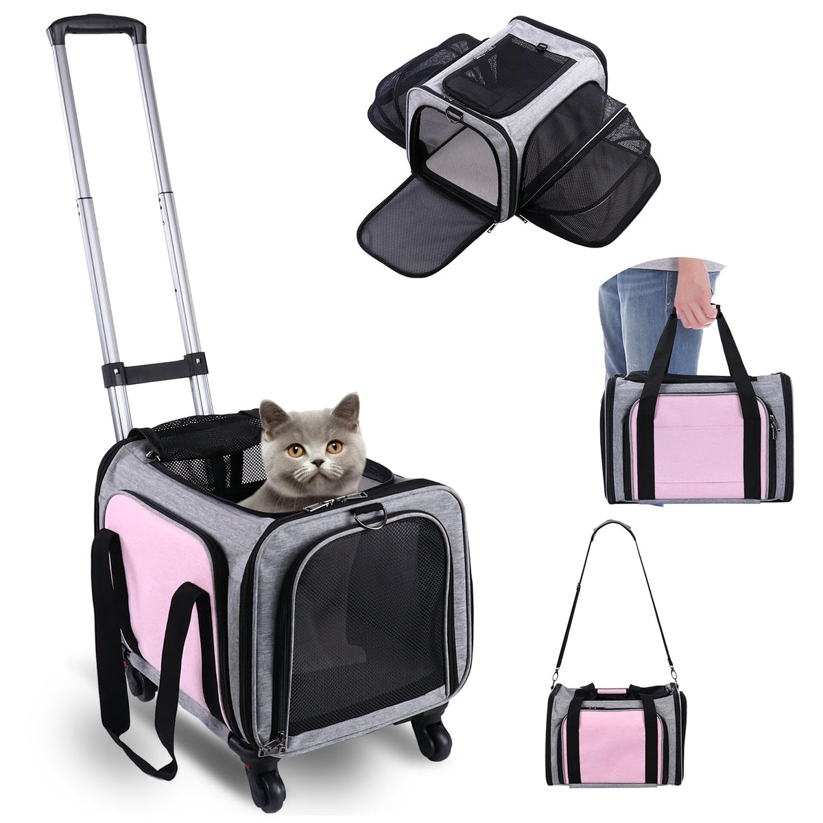 BNISE under-seat pet carrier wheels enables easy airline cabin travel