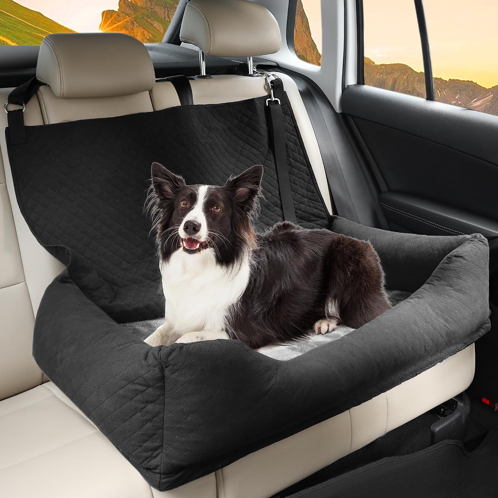 Bnonya dog car seat fits cars, trucks, and SUVs for versatile travel.