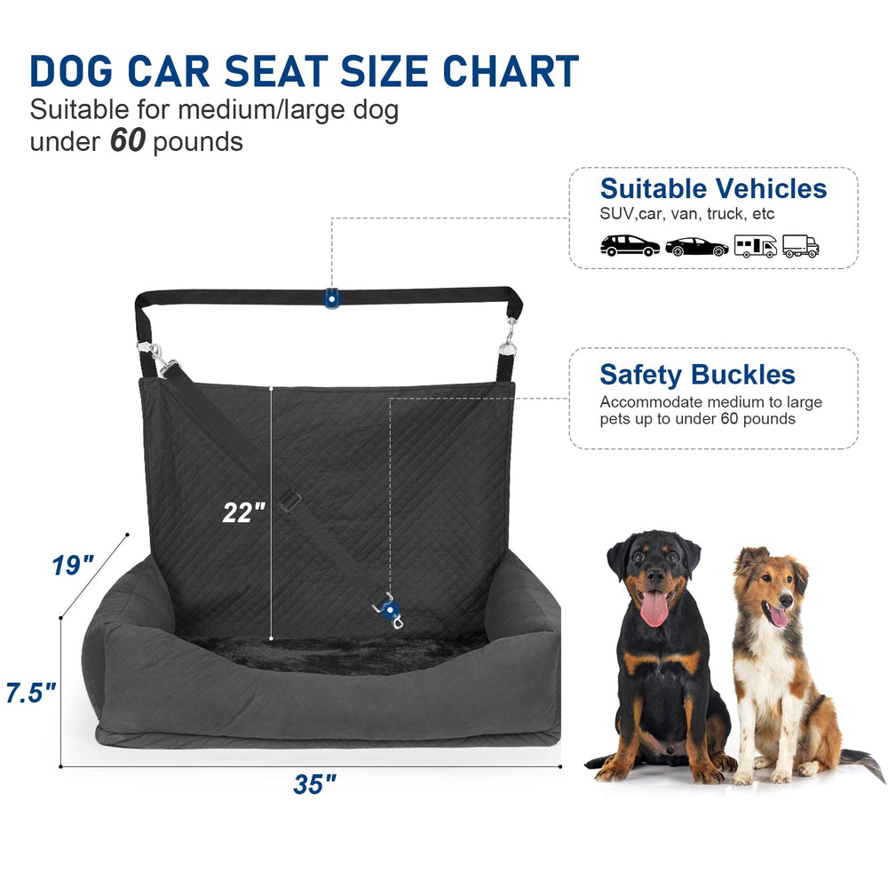 Bnonya dog car seat non-slip base keeps bed in place during turns.