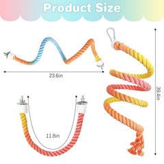 BNOSDM 3Pcs gradient sunset rope perches right view colorful enrichment for cages