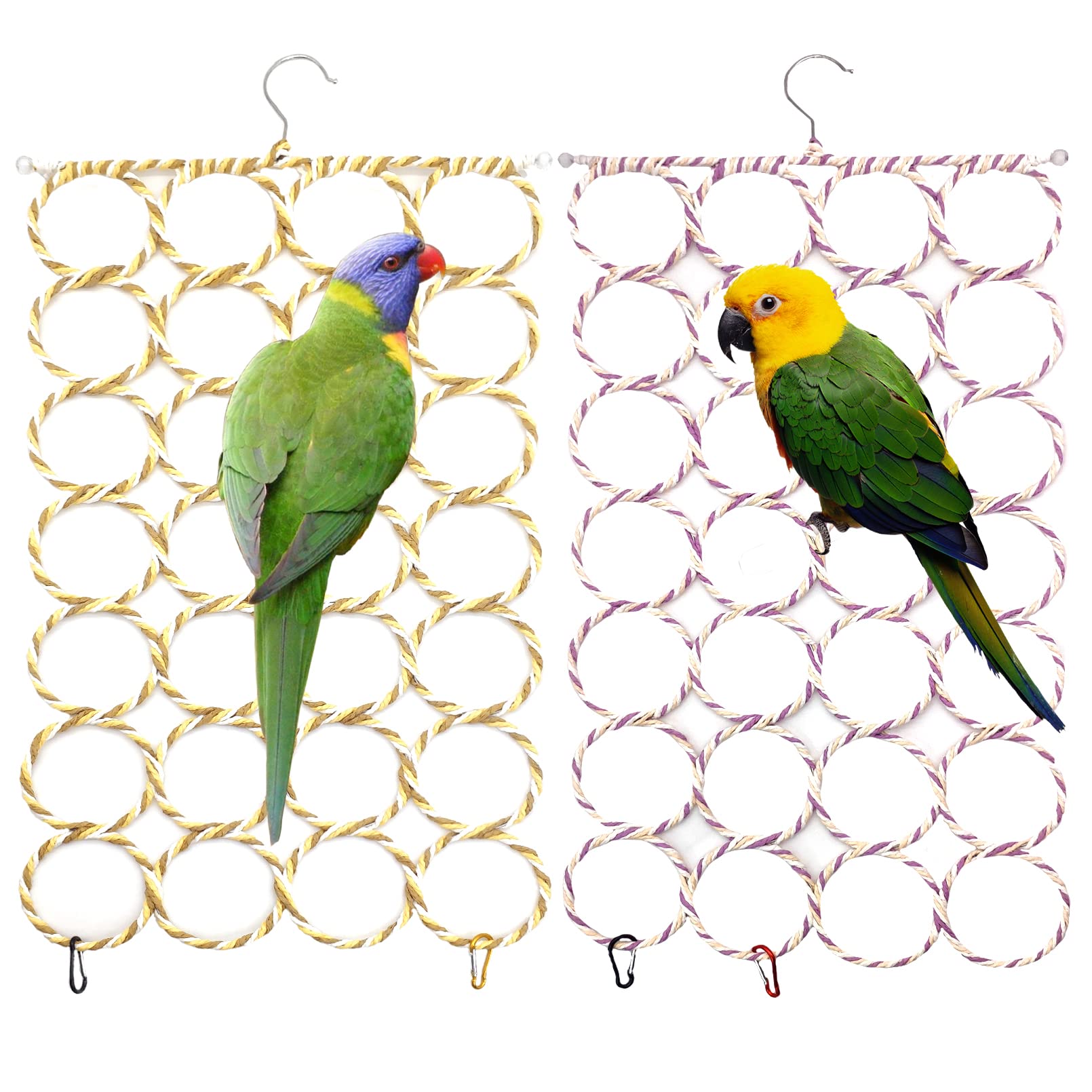 BNOSDM bird rope net hammock setup in cage for versatile play and rest