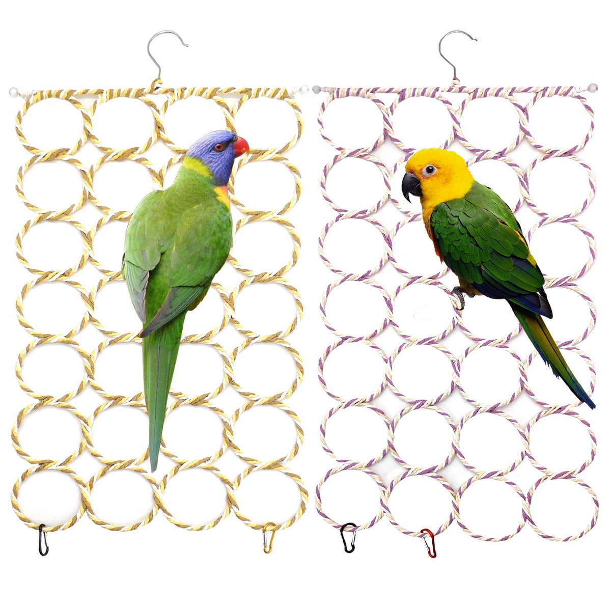 BNOSDM bird rope net hammock setup in cage for versatile play and rest