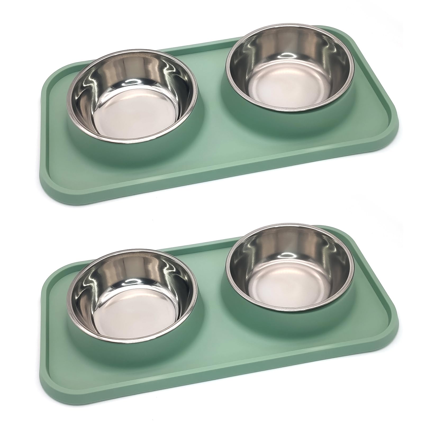 BNOSDM double dog bowls mat set shown for organized feeding and spill control.