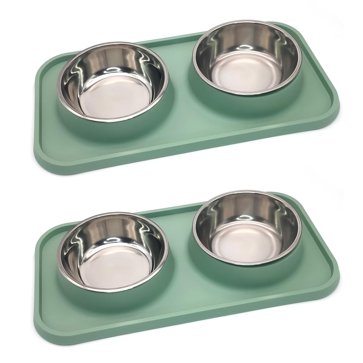 BNOSDM double dog bowls mat set shown for organized feeding and spill control.