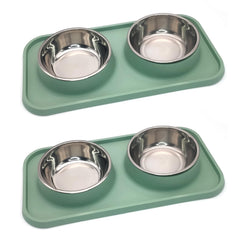 BNOSDM double dog bowls mat set shown for organized feeding and spill control.
