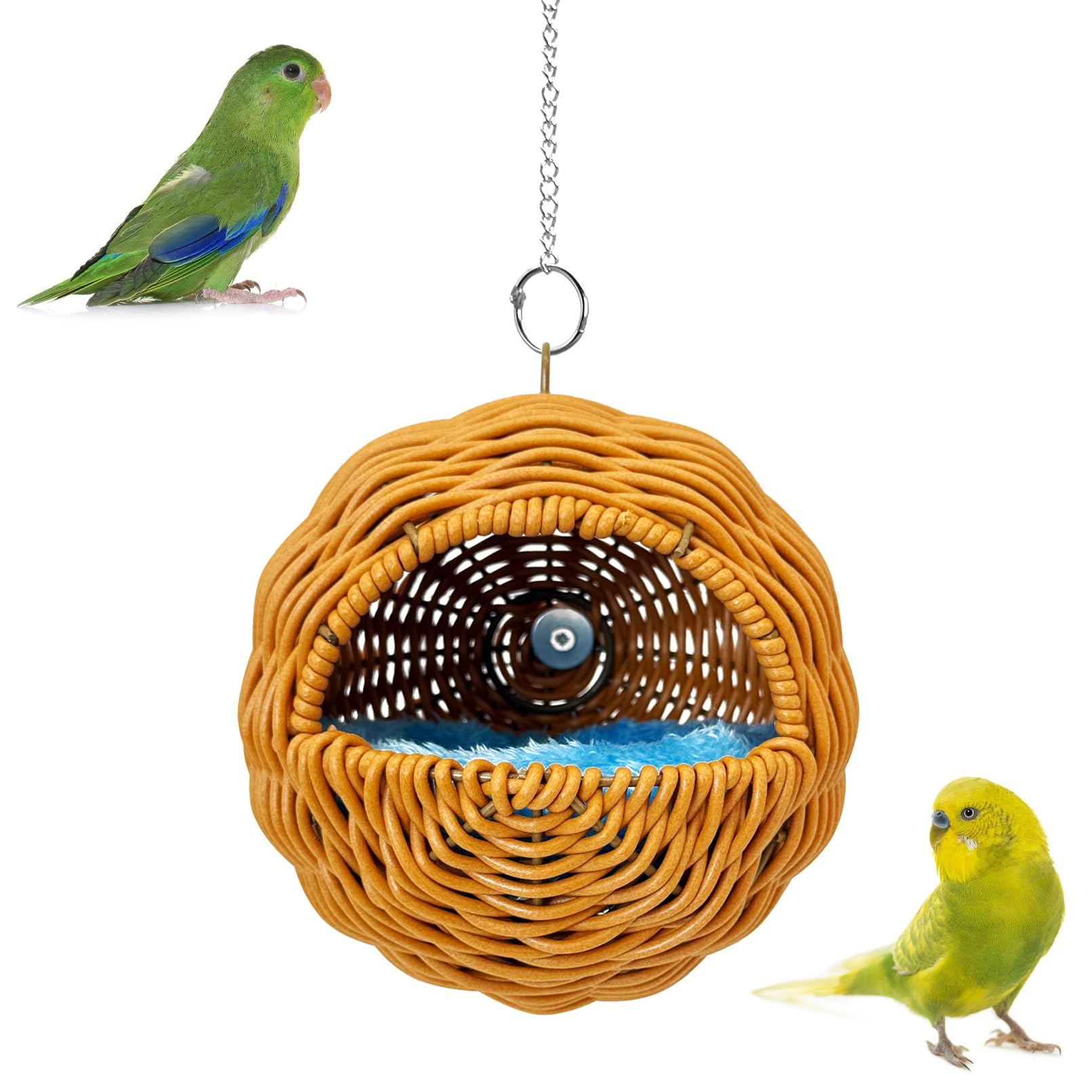 BNOSDM rattan bird nest round hanging offers a cozy hiding place for parrots.