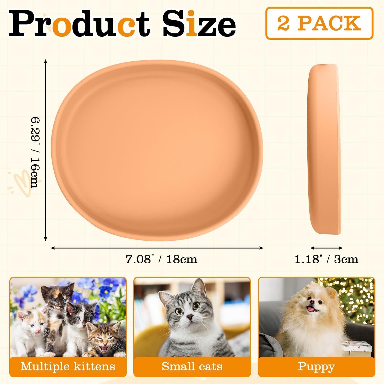 BNOSDM silicone cat bowl with wide shallow design for whisker-friendly meals