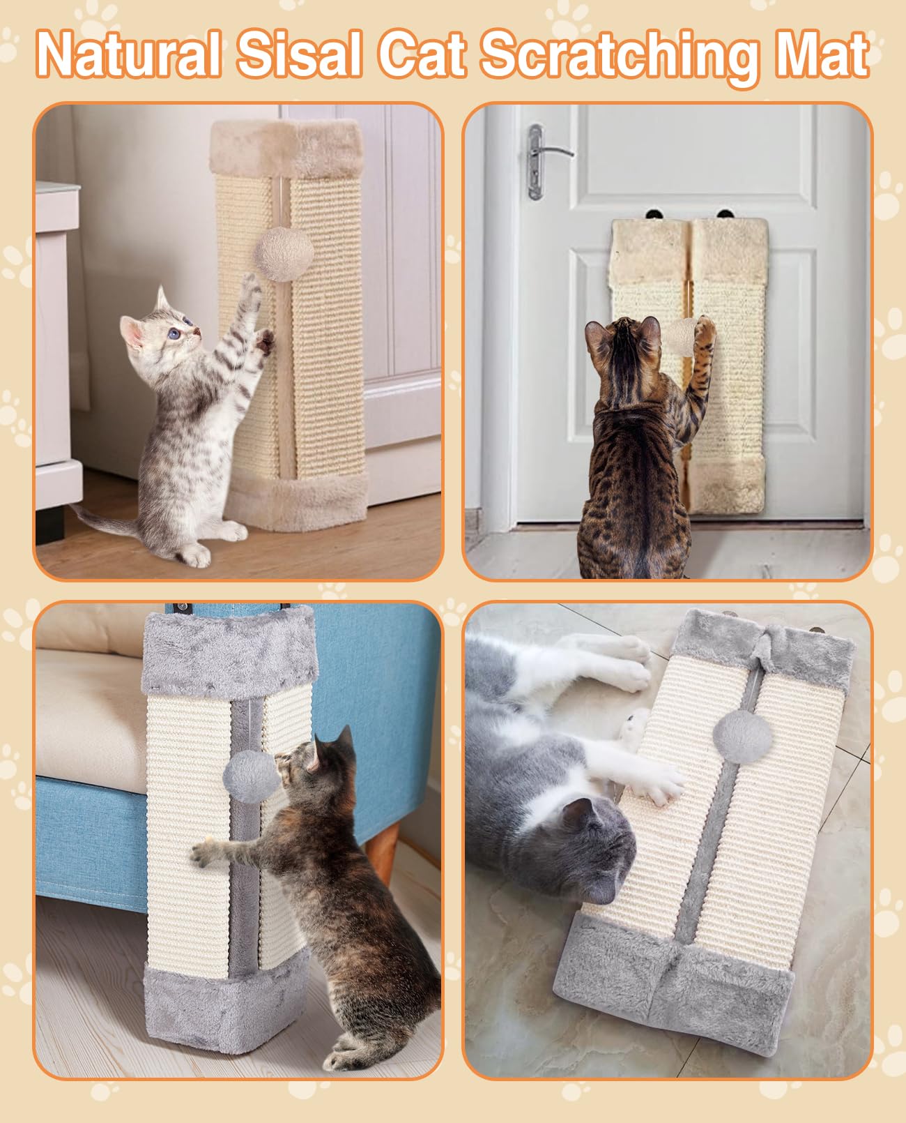 BNOSDM sisal plush material closeup shows durable texture for scratching and playing