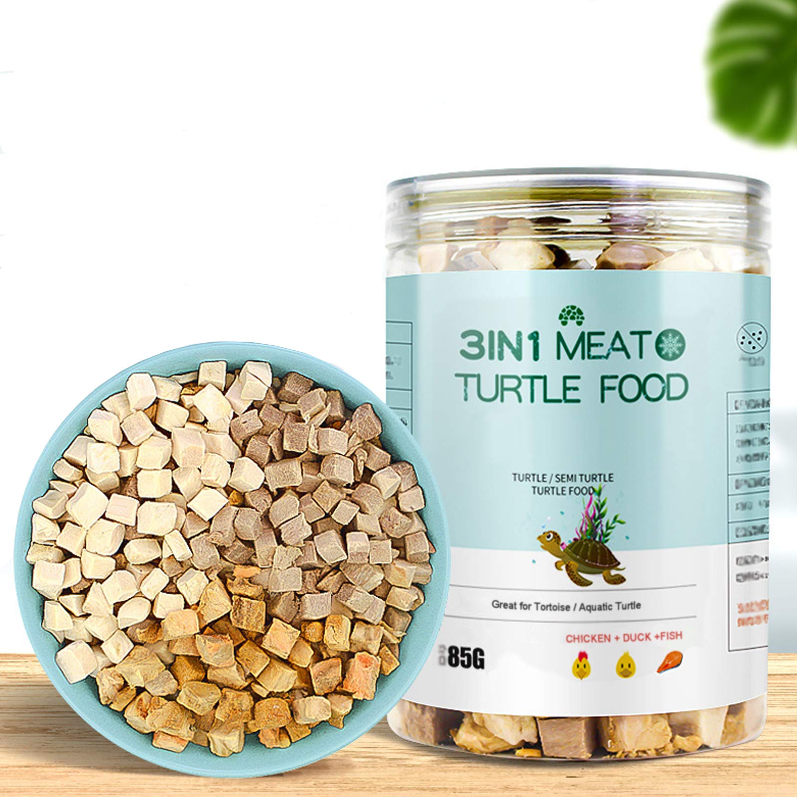BNYEE 3 in 1 Meat Turtle Food packaging showing natural ingredients and branding
