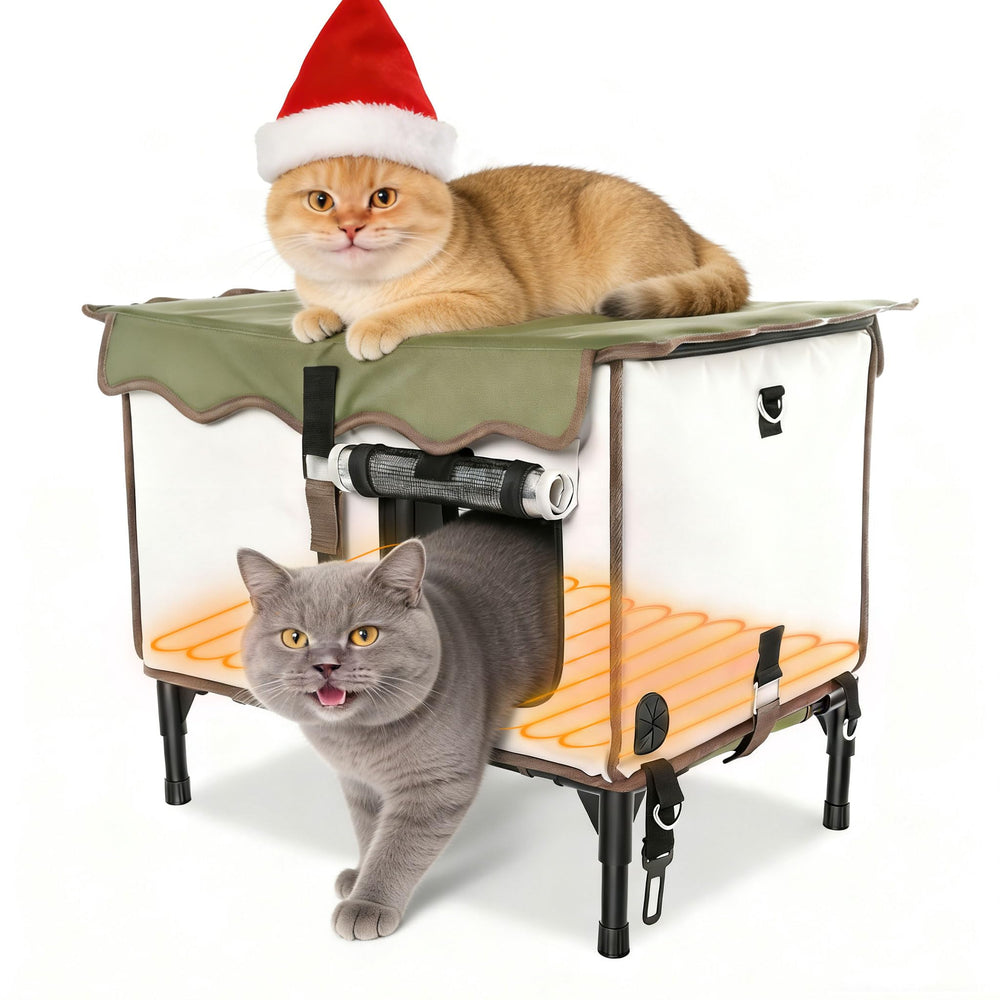 BNZ Indestructible heated cat house front view shows weatherproof shell for outdoor cats