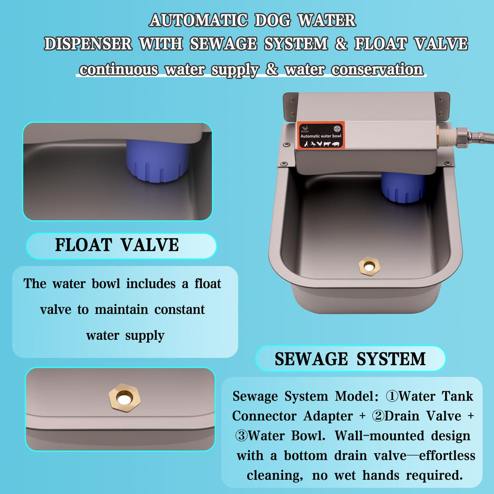 Boajf auto waterer float valve enables efficient refill and water savings.