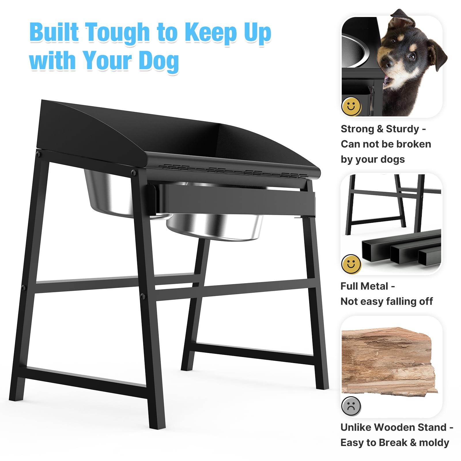 Bobbie & Laxi 15-inch height supports comfortable meals for large dogs