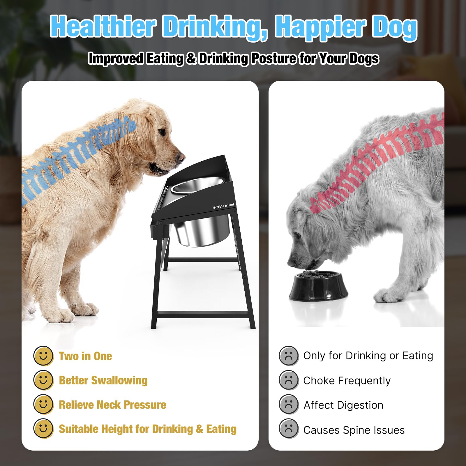 Bobbie & Laxi large dog bowl curved bottom reduces food waste
