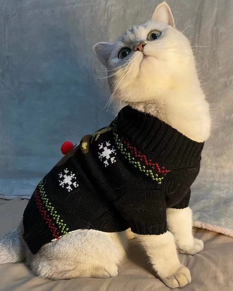 BOBIBI cat sweater Christmas Santa design closeup highlights cozy knit warmth for winter outings