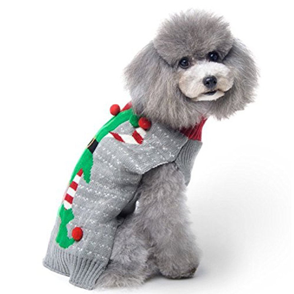 BOBIBI Ugly Christmas dog sweater front view in holiday style