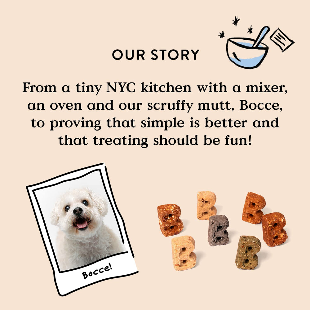 Bocce's Bakery All-Natural Preservative-Free Treat for freshness.