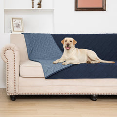 BOCTOPUG dog bed cover navy blue stone blue front view shows sofa protection