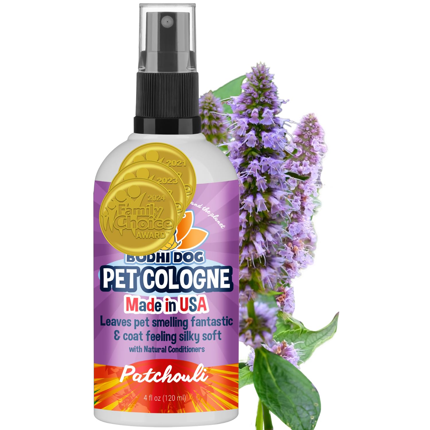 Bodhi Dog colonia para perro, frasco de 4oz con aroma patchouli suave.