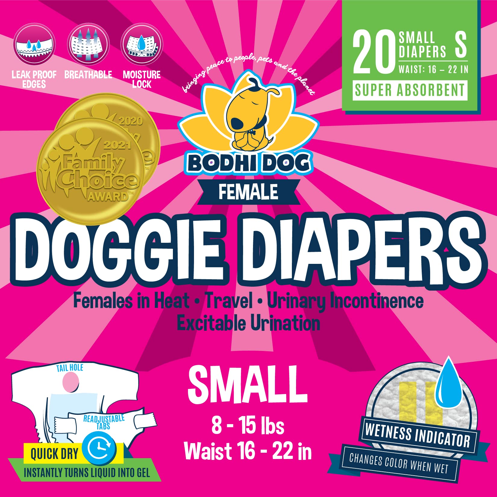 Bodhi Dog disposable diaper close-up shows absorbent core for dryness.
