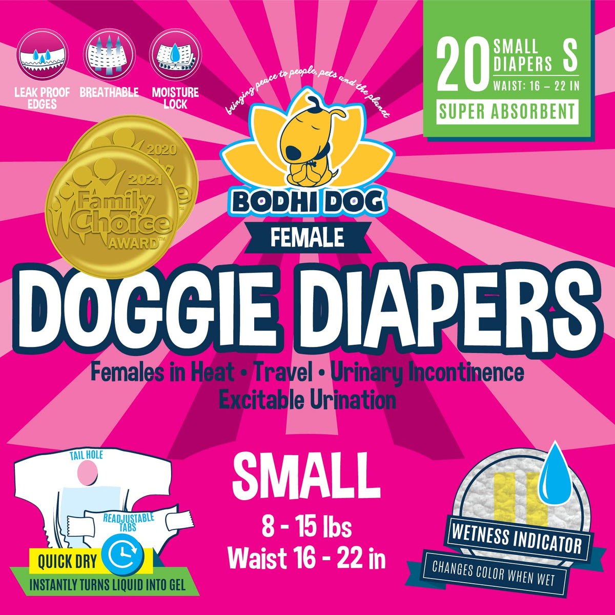 Bodhi Dog disposable diaper close-up shows absorbent core for dryness.