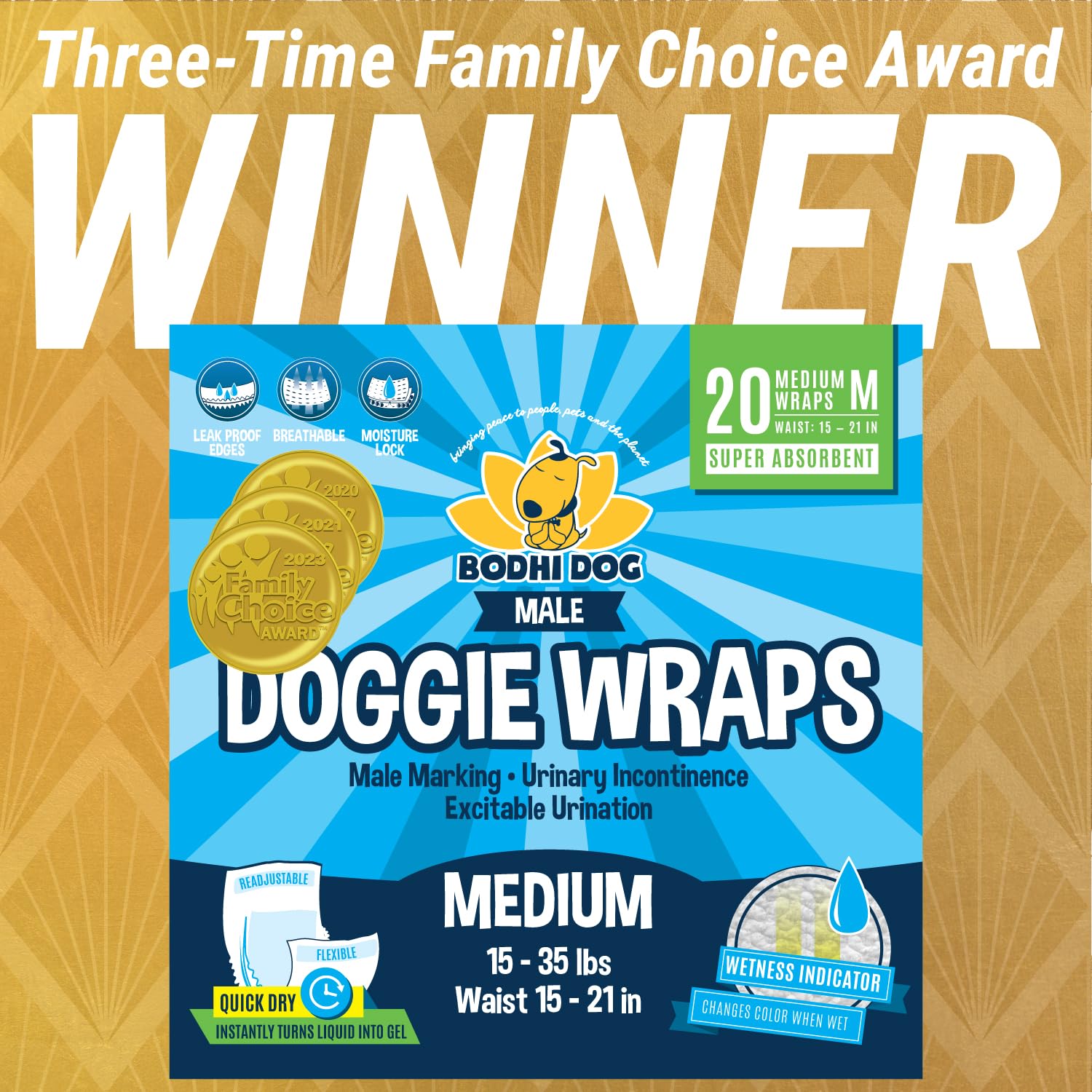 Bodhi Dog disposable male diapers medium adjustable-fit demonstrates comfortable, secure fit for active dogs.