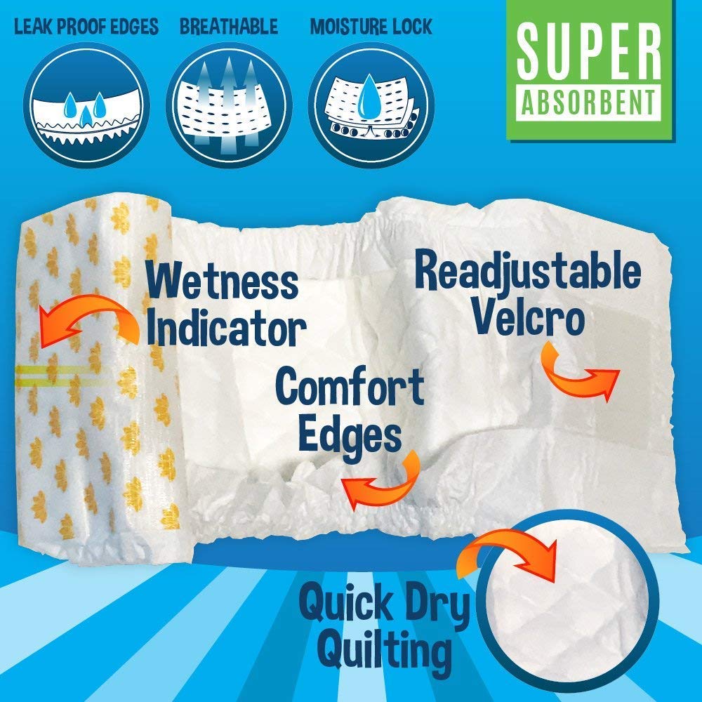 Bodhi Dog disposable male diapers medium quick-dry-core locks moisture, helping your dog stay comfortable.