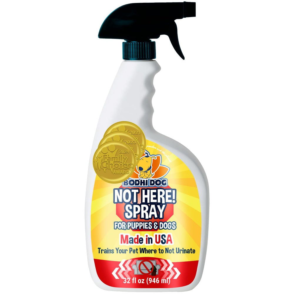Bodhi Dog Not Here! Spray packaging and bottle for indoor/outdoor deterrent use.